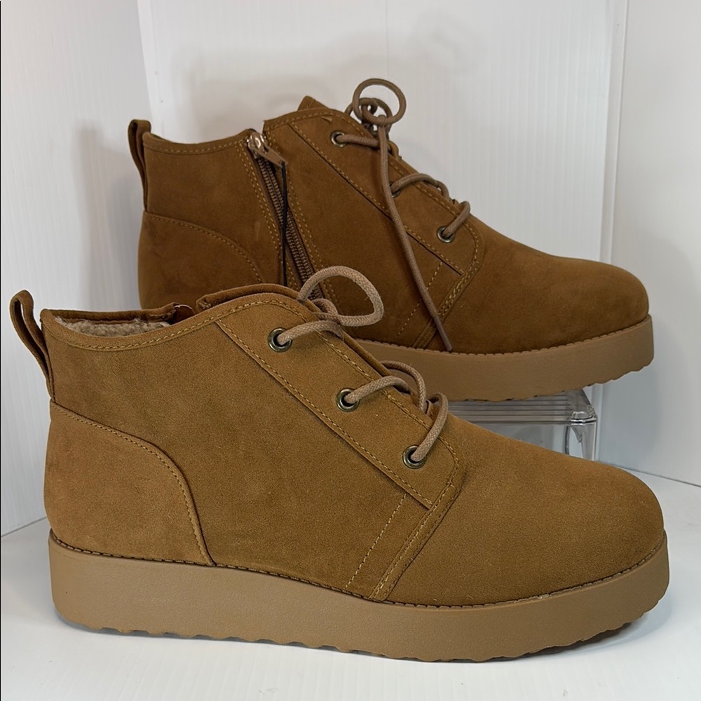 Brown Suede Ankle Boots POP‎ size 11 chukka boots faux fur lined. 13